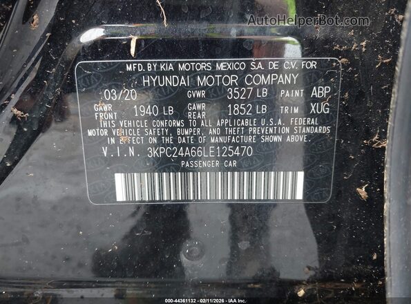 3KPC24A66LE125470 2020 HYUNDAI ACCENT Черный Вид подкапотного пространства
