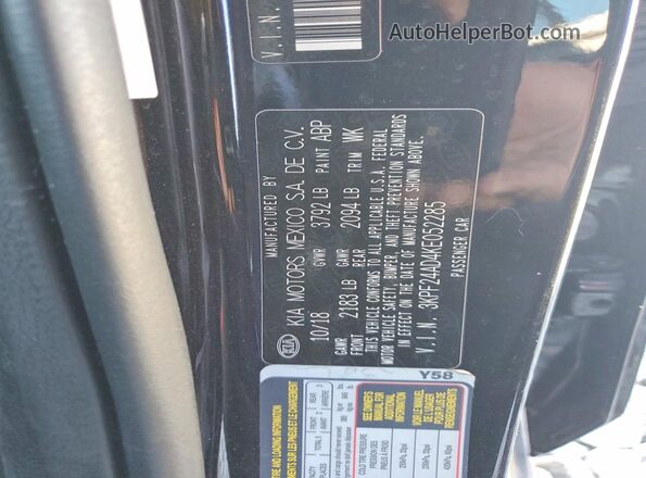 3KPF24AD4KE052285 2019 KIA FORTE Black 