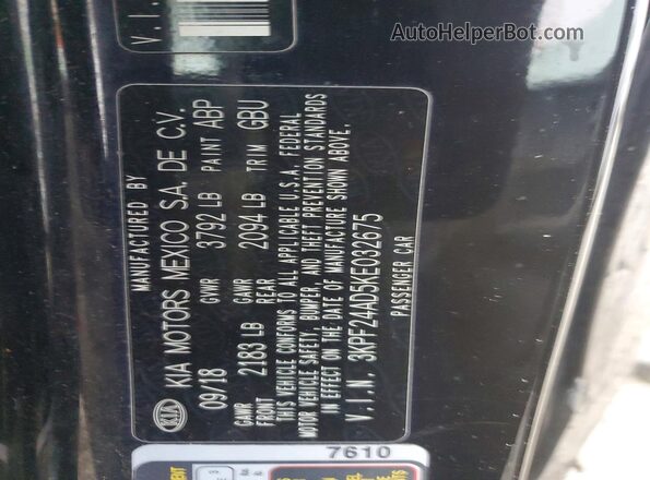 3KPF24AD5KE032675 2019 KIA FORTE Black 