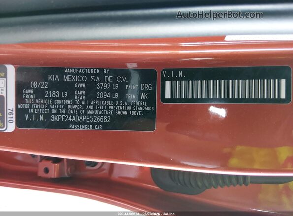 3KPF24AD8PE526682 2023 KIA FORTE Orange 