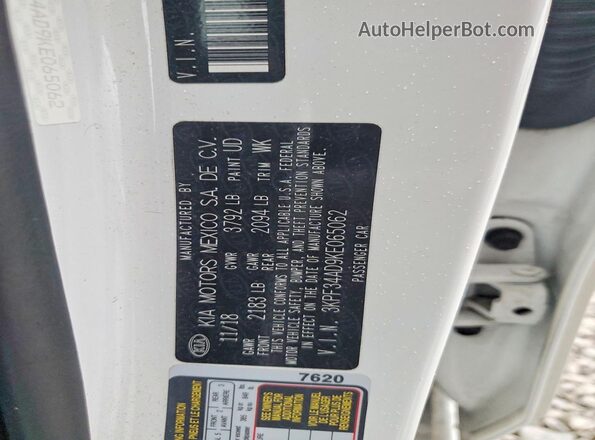 3KPF34AD9KE065062 2019 KIA FORTE White 