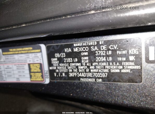 3KPF54AD1RE703597 2024 KIA FORTE Gray Vista del compartimento del motor
