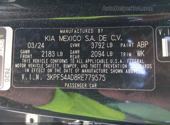 3KPF54AD8RE779575 2024 KIA FORTE Черный Вид подкапотного пространства