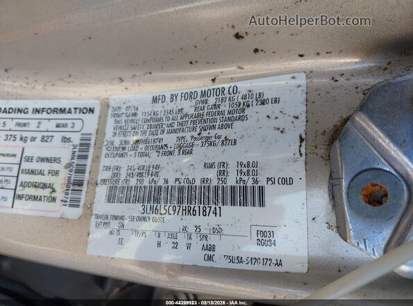 3LN6L5C97HR618741 2017 LINCOLN MKZ Gold Vista del compartimento del motor
