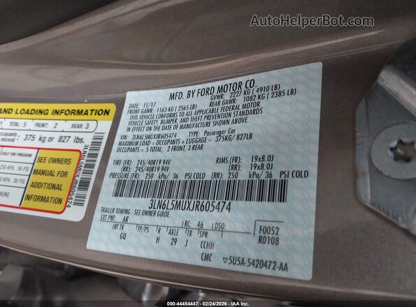 3LN6L5MUXJR605474 2018 LINCOLN MKZ HYBRID Beige Engine compartment view