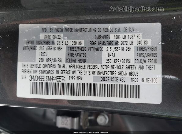 3MVDMBBL9NM445574 2022 MAZDA CX-30 Gray Вид підкапотного простору