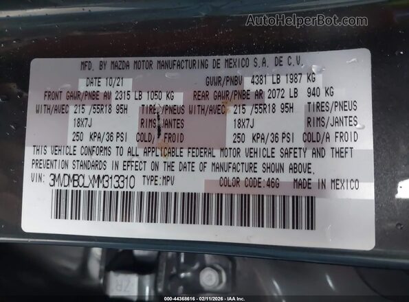 3MVDMBCLXMM313310 2021 MAZDA CX-30 Gray 