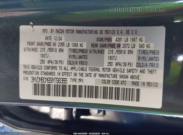 3MVDMBCM9SM798366 2025 MAZDA CX-30 Gray ძრავის განყოფილების ხედი