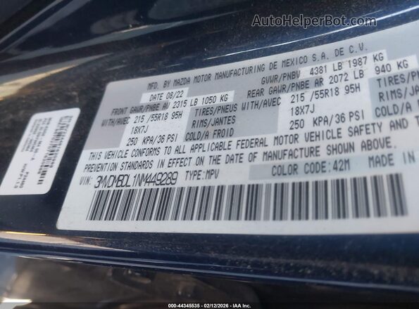 3MVDMBDL1NM449289 2022 MAZDA CX-30 Blue Вид підкапотного простору