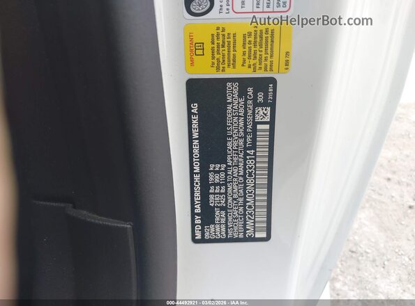 3MW23CM03N8C33814 2022 BMW 2 SERIES White Widok komory silnika