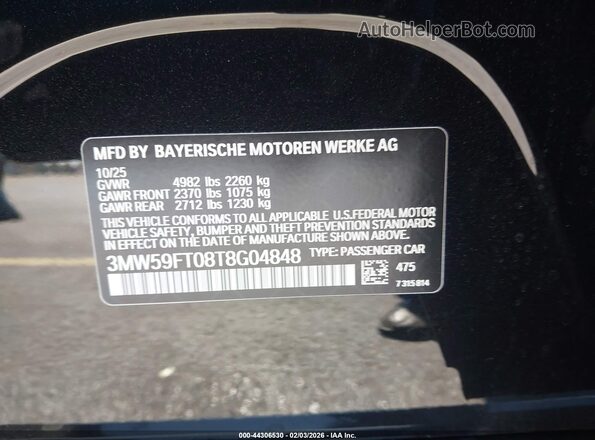 3MW59FT08T8G04848 2026 BMW M3 Black Widok komory silnika