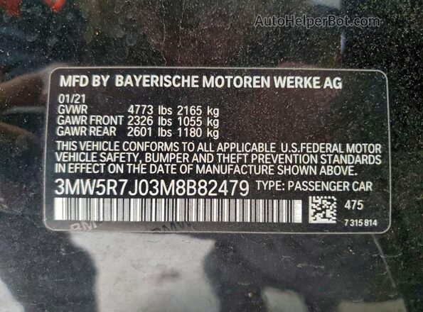3MW5R7J03M8B82479 2021 BMW 3 SERIES Black Vista del compartimento del motor