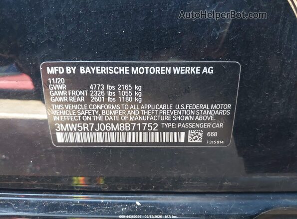 3MW5R7J06M8B71752 2021 BMW 7 SERIES Black Engine compartment view
