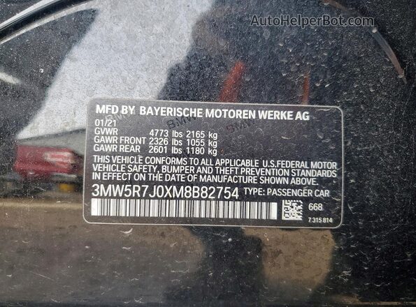 3MW5R7J0XM8B82754 2021 BMW 3 SERIES Black Սալոնի 360 աստիճան տեսք