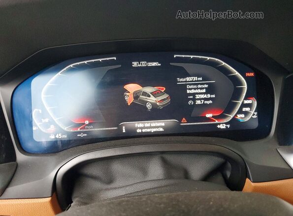 3MW5U7J0XM8B79092 2021 BMW M3 White Սարքավորումների վահանակի տեսք