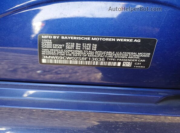 3MW69CW02S8F13636 2025 BMW 3 SERIES Blue Widok komory silnika