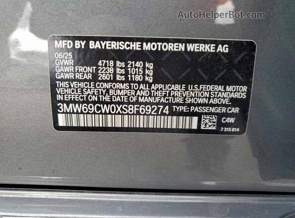 3MW69CW0XS8F69274 2025 BMW 3 SERIES Gray Widok komory silnika