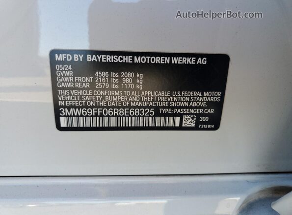 3MW69FF06R8E68325 2024 BMW 3 SERIES White Вид підкапотного простору