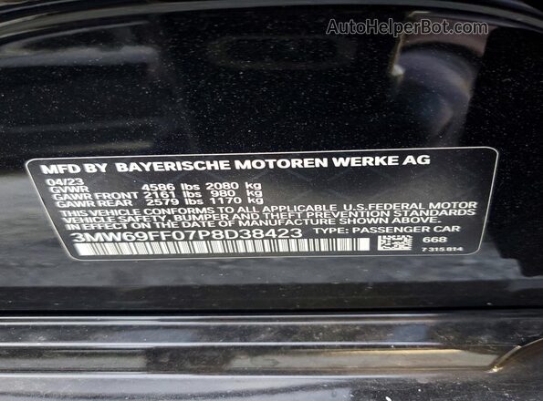 3MW69FF07P8D38423 2023 BMW 3 SERIES Black Vista del compartimento del motor