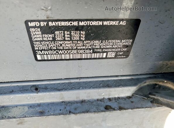 3MW89CW00S8E98384 2025 BMW 3 SERIES Gray Widok komory silnika