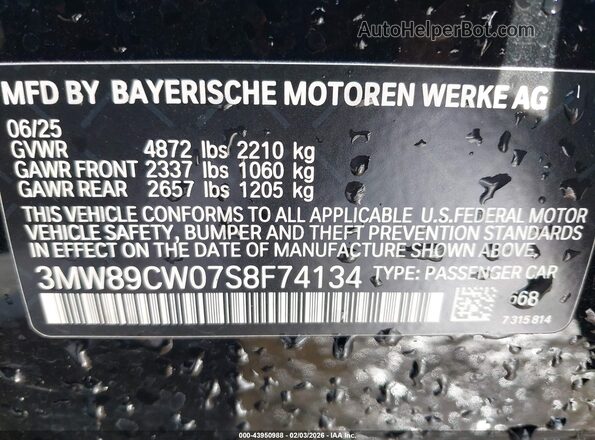 3MW89CW07S8F74134 2025 BMW 7 SERIES Black 