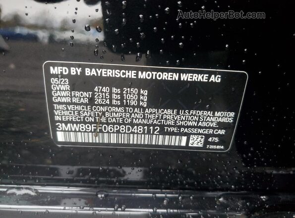 3MW89FF06P8D48112 2023 BMW 3 SERIES Black ძრავის განყოფილების ხედი