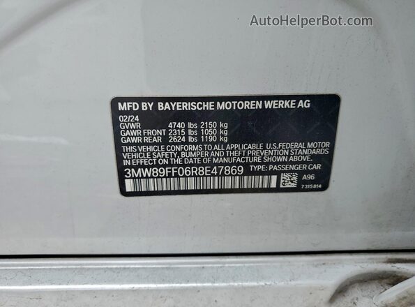 3MW89FF06R8E47869 2024 BMW 3 SERIES White Engine compartment view
