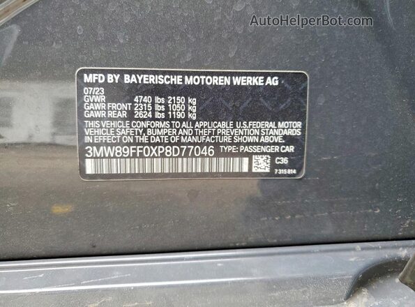3MW89FF0XP8D77046 2023 BMW 3 SERIES Gray ძრავის განყოფილების ხედი