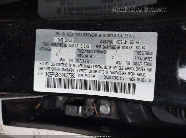3MZBPABM3RM437380 2024 MAZDA 3 Black 