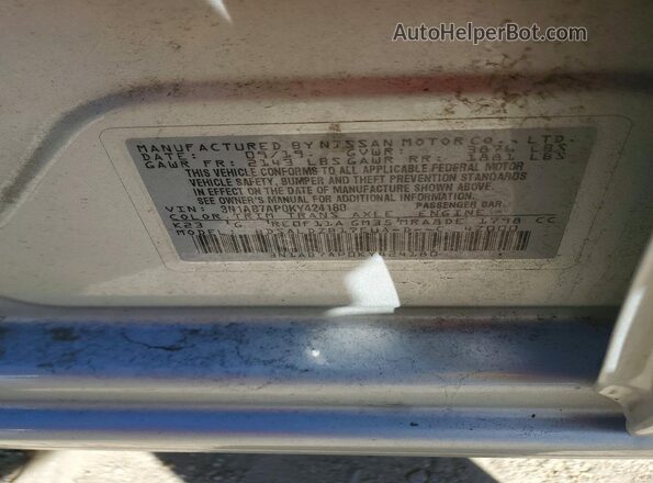 3N1AB7AP0KY424180 2019 NISSAN SENTRA Серебряный 