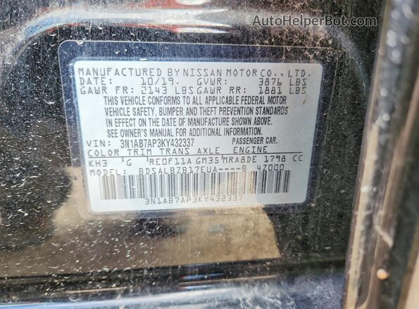 3N1AB7AP3KY432337 2019 NISSAN SENTRA Black 