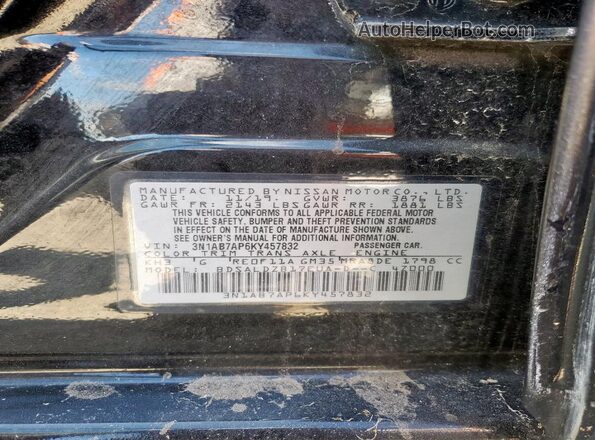 3N1AB7AP6KY457832 2019 NISSAN SENTRA Black 
