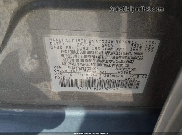3N1AB7AP8JY268243 2018 NISSAN SENTRA Gray Widok komory silnika