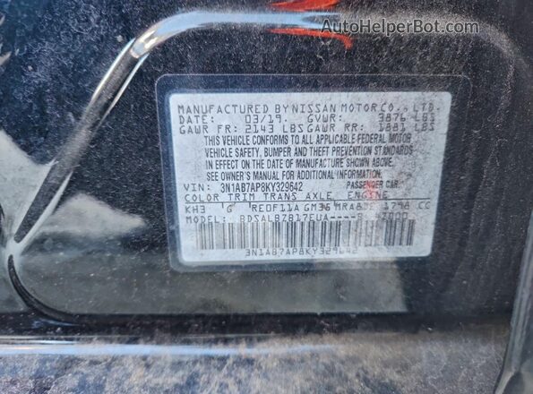 3N1AB7AP8KY329642 2019 NISSAN SENTRA Черный 
