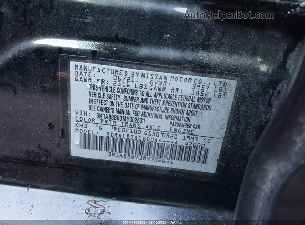 3N1AB8BV3MY302631 2021 NISSAN SENTRA Black Engine compartment view