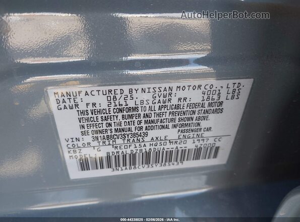 3N1AB8CV3SY385439 2025 NISSAN SENTRA Gray Widok komory silnika