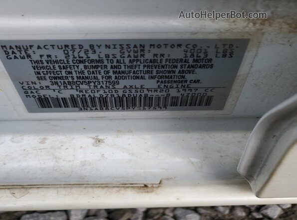 3N1AB8CV5PY317599 2023 NISSAN SENTRA White Շարժիչի բաժամունքի տեսք