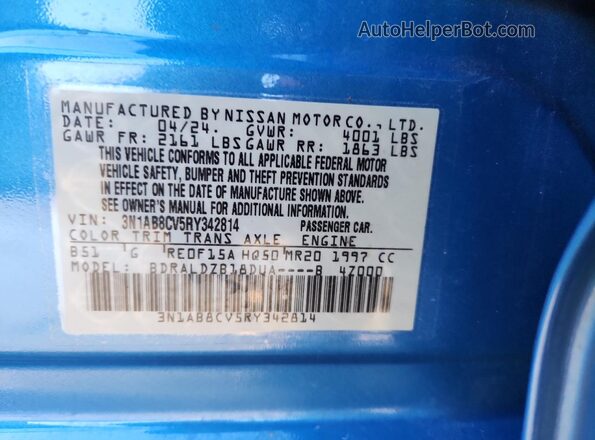 3N1AB8CV5RY342814 2024 NISSAN SENTRA Blue 