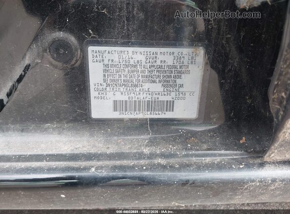 3N1CN7AP9GL856674 2016 NISSAN VERSA Черный Вид подкапотного пространства