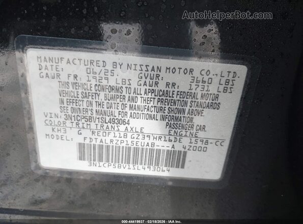 3N1CP5BV1SL493064 2025 NISSAN KICKS PLAY Black Engine compartment view