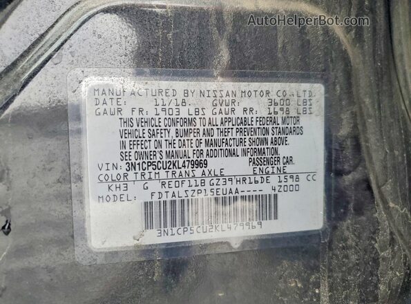 3N1CP5CU2KL479969 2019 NISSAN KICKS Черный 