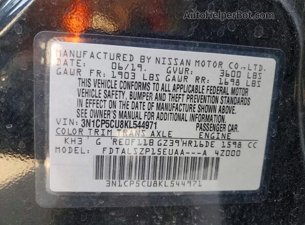 3N1CP5CU8KL544971 2019 NISSAN KICKS Черный 