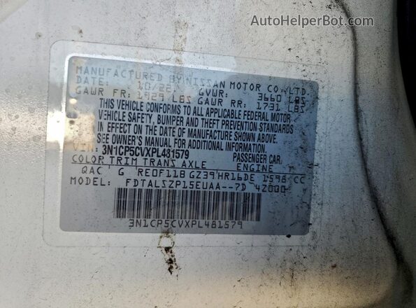 3N1CP5CVXPL481579 2023 NISSAN KICKS White 
