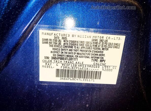 3N8AP6BE4TL331171 2026 NISSAN KICKS Blue 