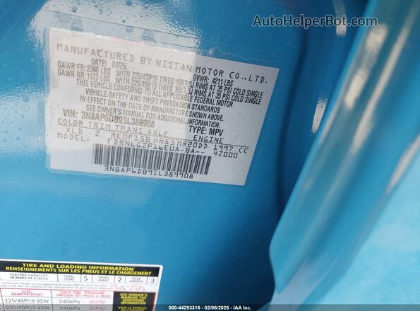 3N8AP6DB9SL389908 2025 NISSAN KICKS Blue Vista del compartimento del motor
