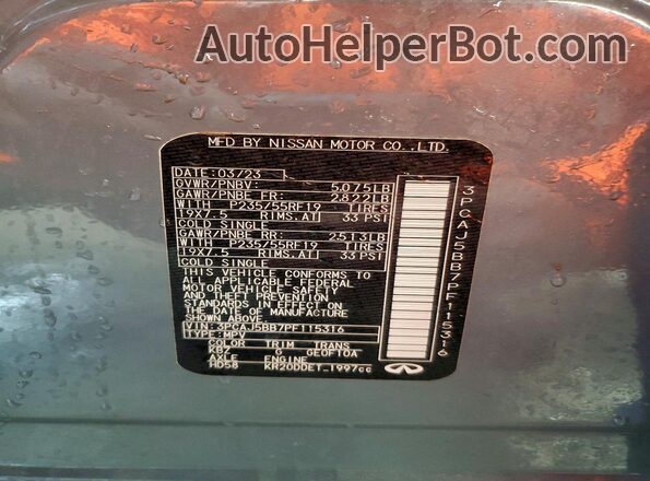 3PCAJ5BB7PF115316 2023 INFINITI QX50 Синий 