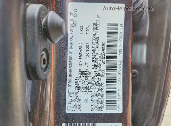 3TMAZ5CN5NM170177 2022 TOYOTA TACOMA Серый Вид подкапотного пространства