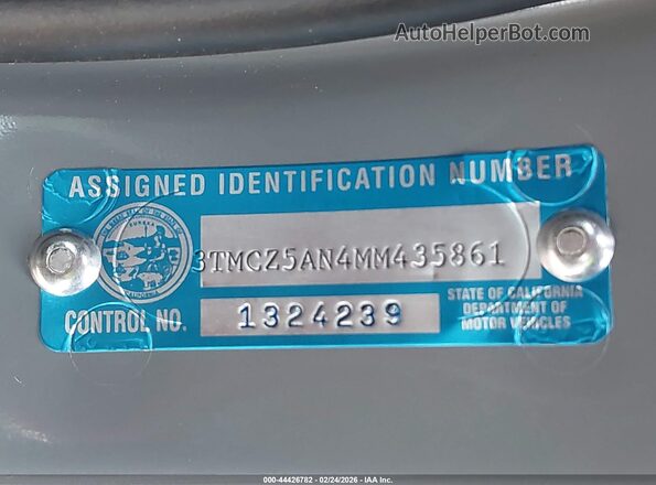 3TMCZ5AN4MM435861 2021 TOYOTA TACOMA Серый Вид подкапотного пространства