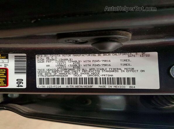 3TMCZ5AN9PM556020 2023 TOYOTA LE Gray Vista del compartimento del motor