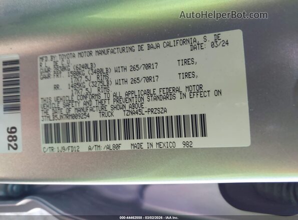 3TMLB5JN7RM009254 2024 TOYOTA TACOMA Серебряный 
